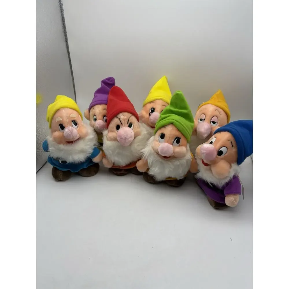 Set of 7 VTG Disneyland Walt Disney World Seven Dwarfs Plush Set 7” All w/ tags